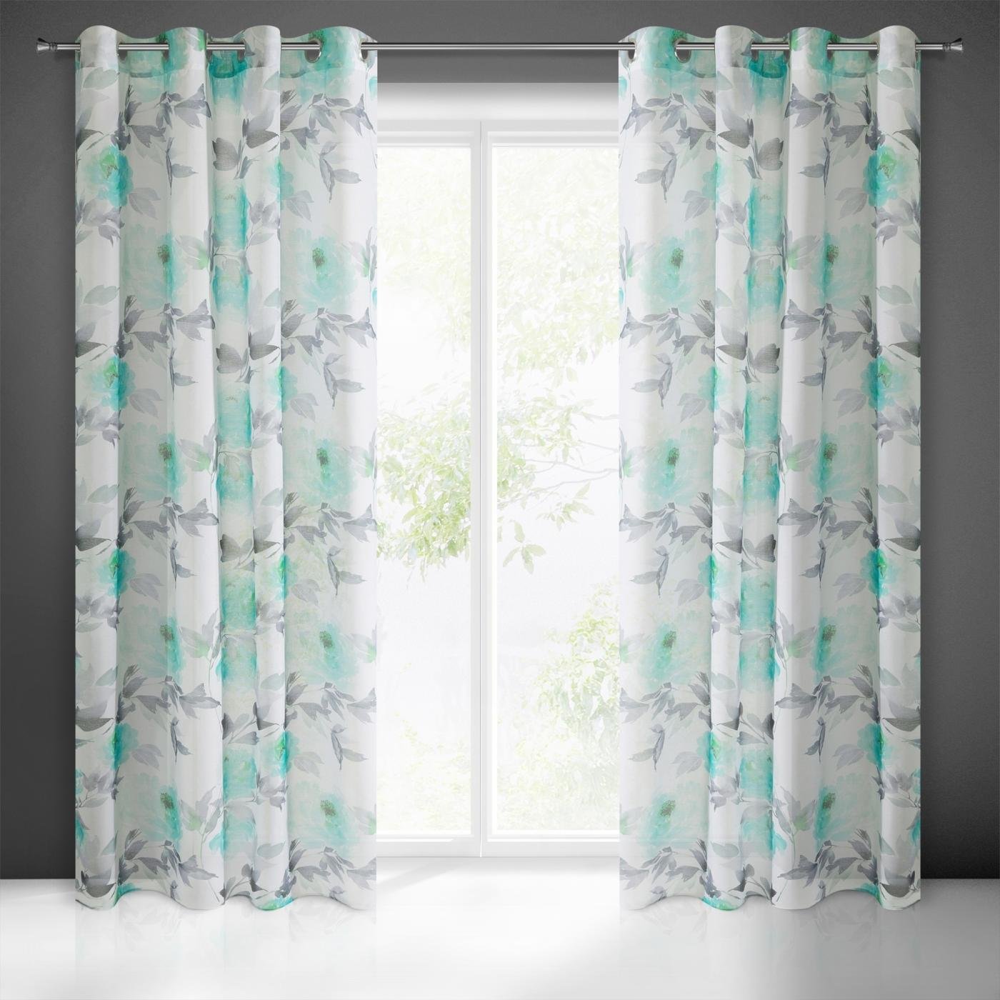 Gardine AIDA-Vorhang aus Etamine mit einem Blumen- oder Blättermotiven Ösen (2 St), halbtransparent, Etamine