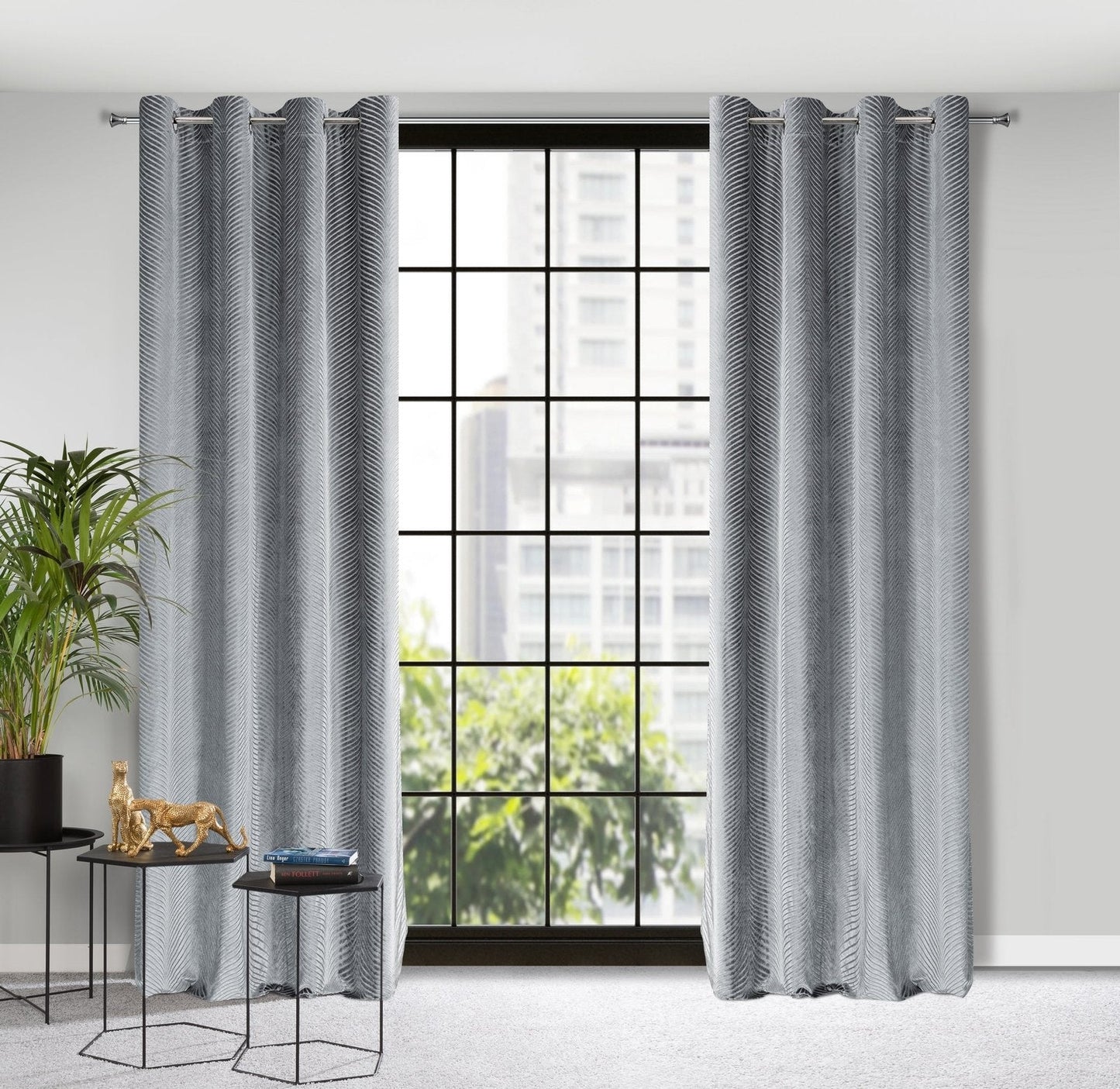 Gardine LUSSI-Vorhang aus glänzendem Samt mit Jacquardmuster Ösen (2 St), abdunkelnd, Jacquard