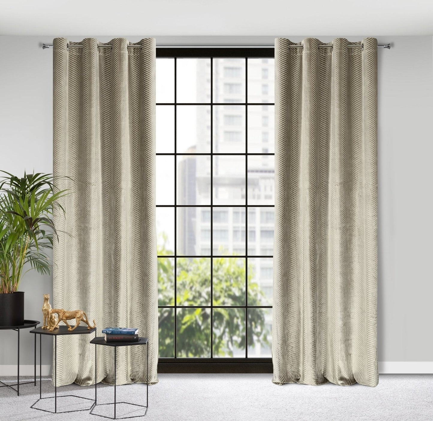 Gardine LUSSI-Vorhang aus glänzendem Samt mit Jacquardmuster Ösen (2 St), abdunkelnd, Jacquard