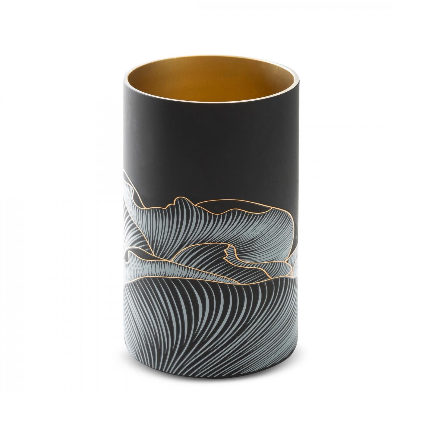 PEONIA-Vase aus Kunstglas mit Pfingstrosenblütenmotiv