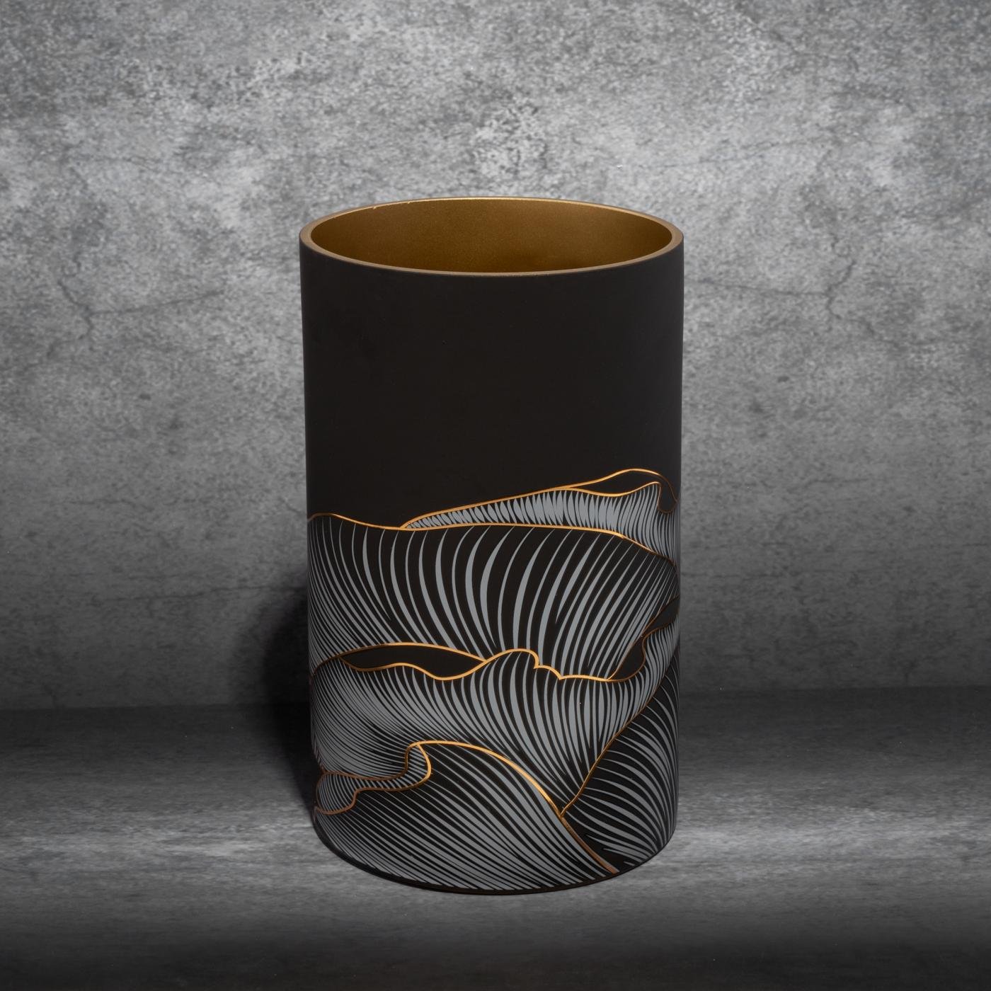 PEONIA-Vase aus Kunstglas mit Pfingstrosenblütenmotiv