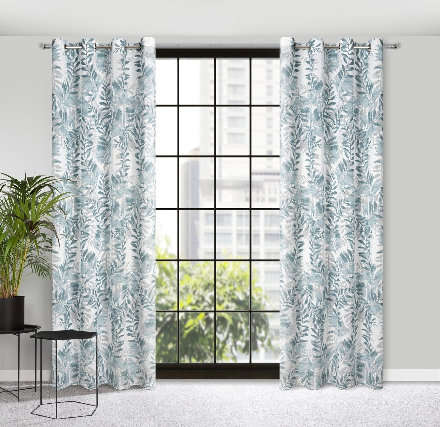 Gardine AIDA-Vorhang aus Etamine mit einem Blumen- oder Blättermotiven Ösen (2 St), halbtransparent, Jacquard