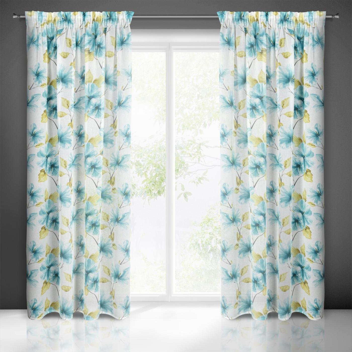 Gardine AIDA-Vorhang aus Etamine mit einem Blumen- oder Blättermotiven Multifunktionsband (2 St), halbtransparent, Etamine