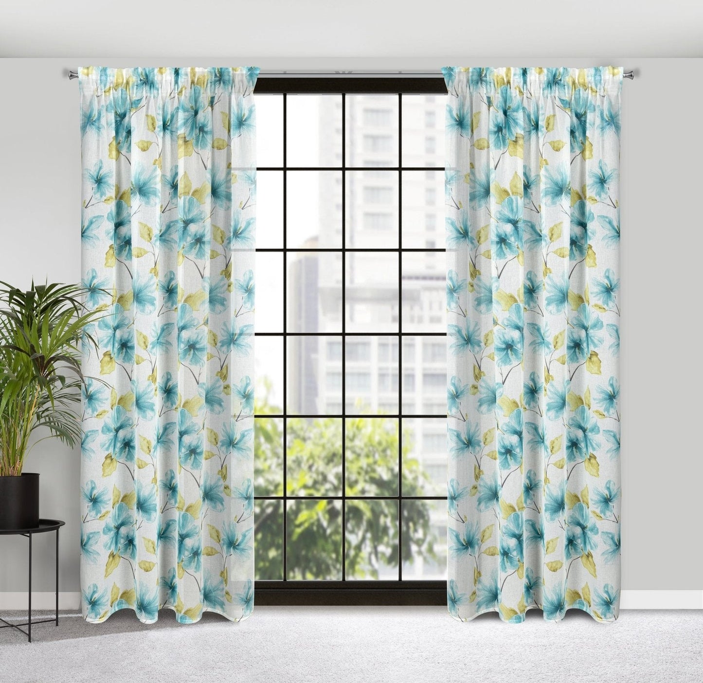 Gardine AIDA-Vorhang aus Etamine mit einem Blumen- oder Blättermotiven Multifunktionsband (2 St), halbtransparent, Etamine
