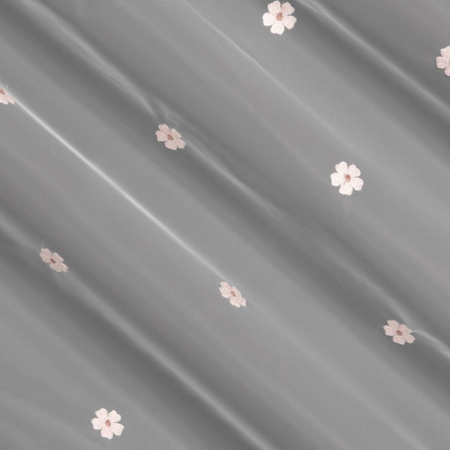 Gardine Blumen bestickt mit flauschigem Faden Ösen (2 St), transparent, Bestickt mit Blumen