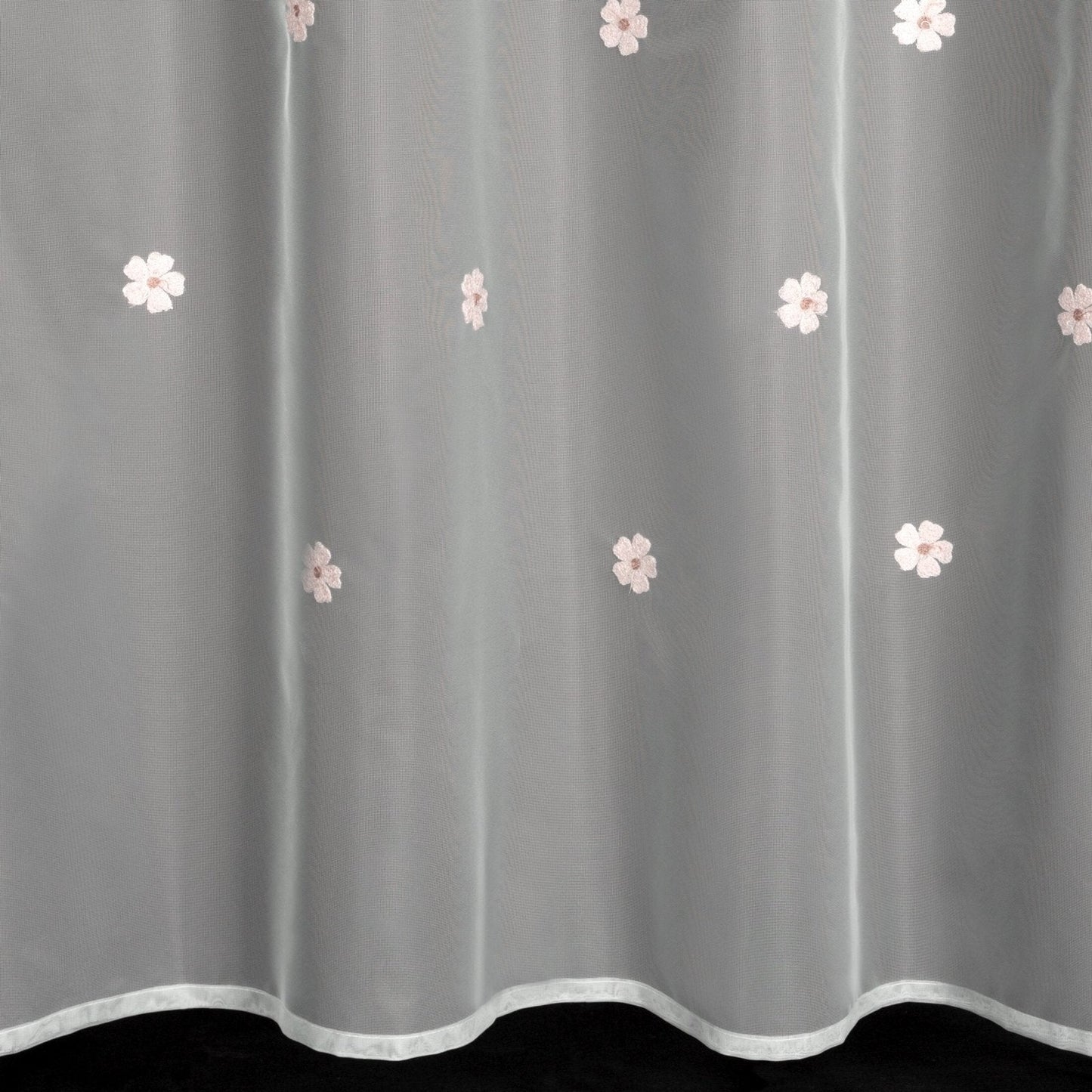 Gardine Blumen bestickt mit flauschigem Faden Ösen (2 St), transparent, Bestickt mit Blumen