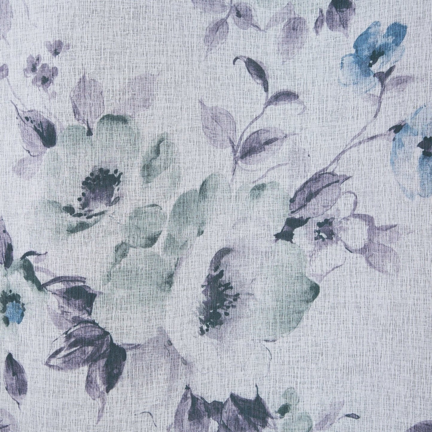 Fensterdekoration NALA aus hellem Etamin mit einem Motiv aus mit dem Pinsel aufgemalten Blumen,(2er Set),135 x 250 cm,Ösen/Kreise