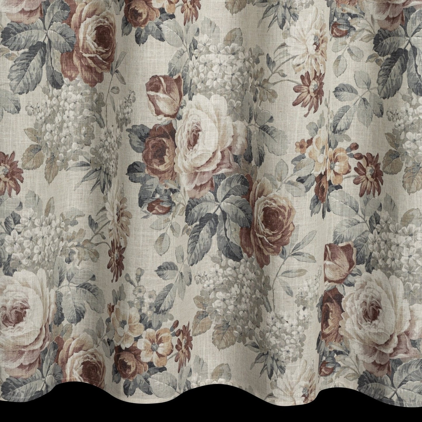 Gardine GABI-Vorhang aus Stoff mit Leinenzusatz im Öko-Stil, Blumendruck Ösen (2 St), halbtransparent, Leinen, Leinen