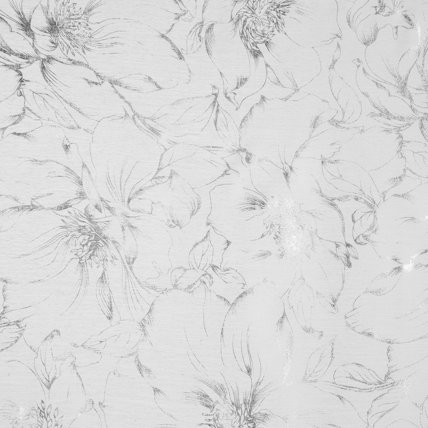 Gardine FEZA-Vorhang aus Etamin mit einem Aufdruck aus silbernen Blumen Ösen (2 St), halbtransparent, Etamine, silbernen Blumen