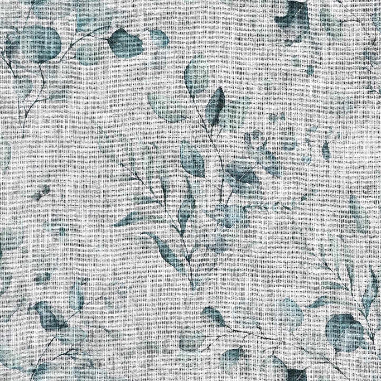 Fertiger SENA-Vorhang im Öko-Stil, verziert mit dezenten, zarten Blättern,(2er Set),140 x 250 cm, Ösen/Räder