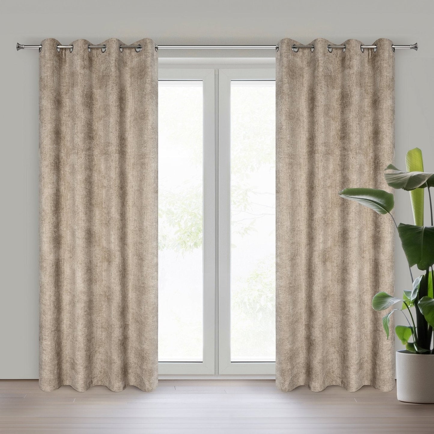 Einfarbiger ALETA-Vorhang aus Chenille,(2er Set), 135 x 250 cm , Ösen/Kreise