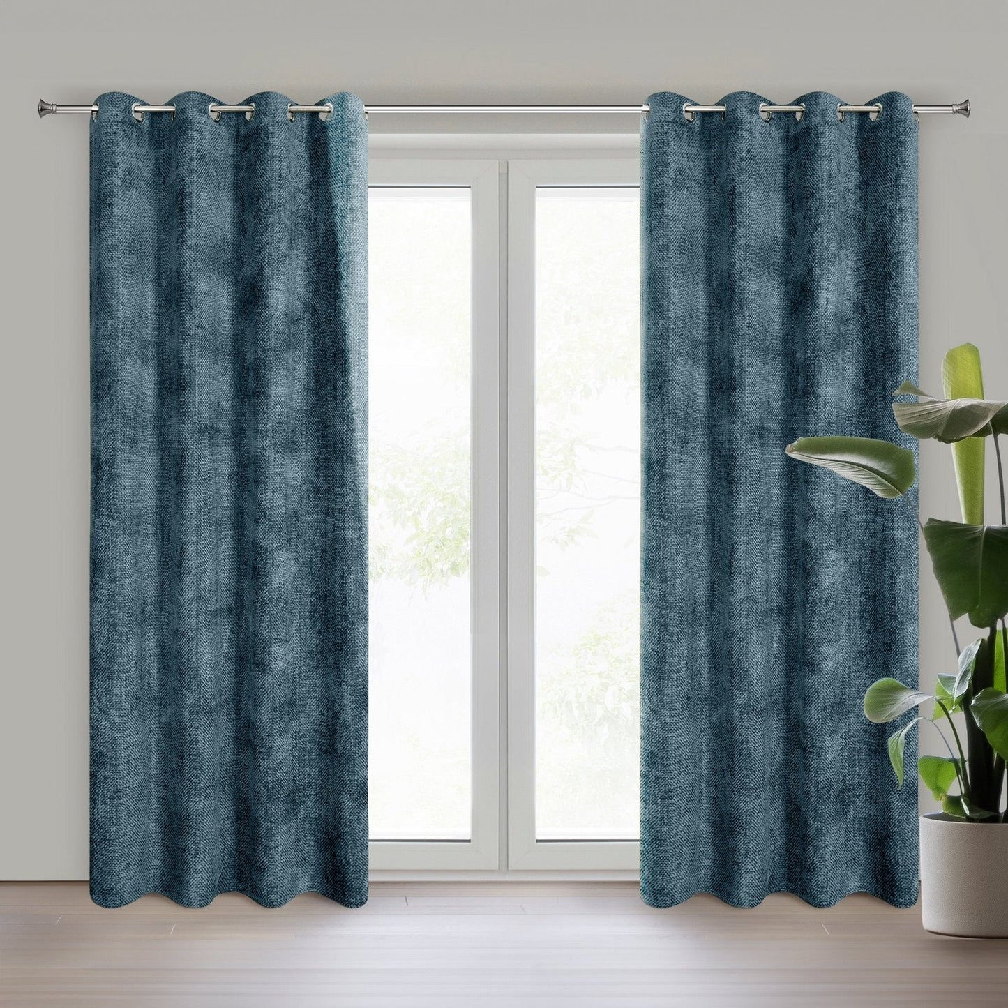 Einfarbiger ALETA-Vorhang aus Chenille,(2er Set),135x250 cm, Ösen/Kreise