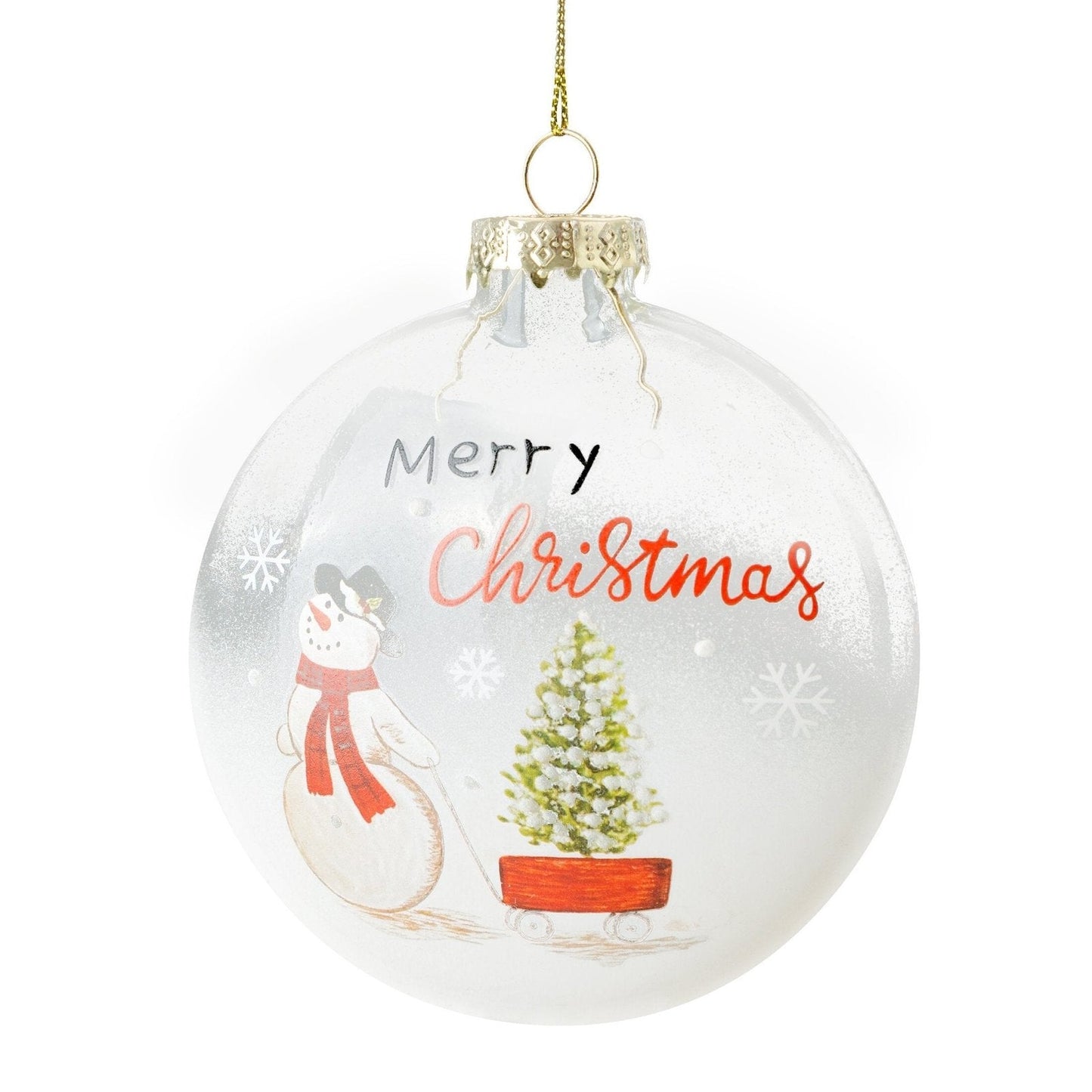 Eine handverzierte Glaskugel mit einem bezaubernden Schneemann (4er Set)