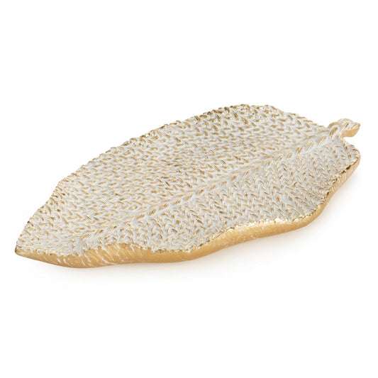 Dekoteller MOLI-Teller aus Polyesterharz, 29x16x3cm, Goldfarbe