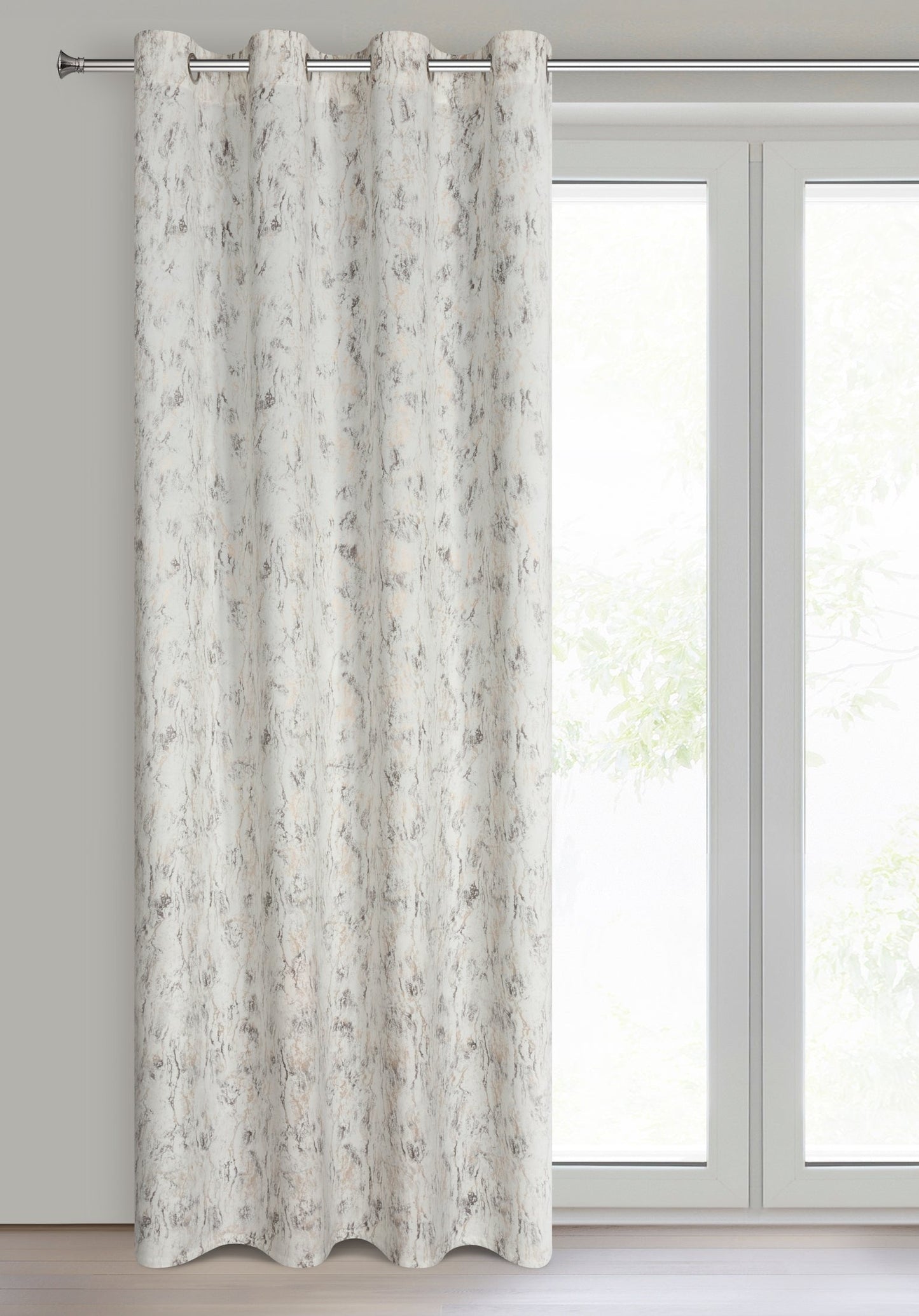 Fertigvorhang KORNELIA aus Samt, verziert mit einem glänzenden Aufdruck,(2er Set),40 x 250 cm, Ösen/Räder