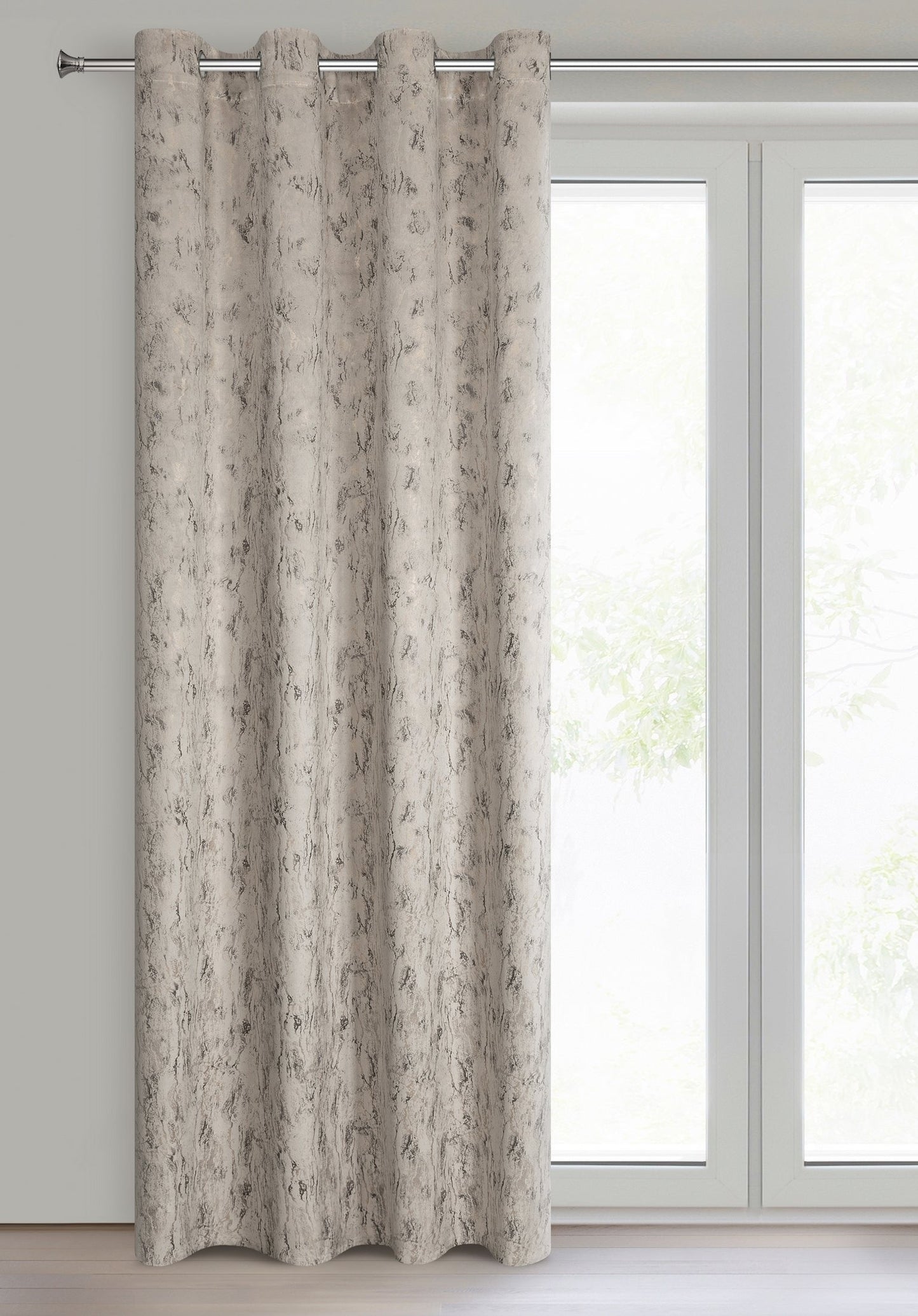 Fertigvorhang KORNELIA aus Samt, verziert mit einem glänzenden Aufdruck,(2er Set),40 x 250 cm, Ösen/Räder