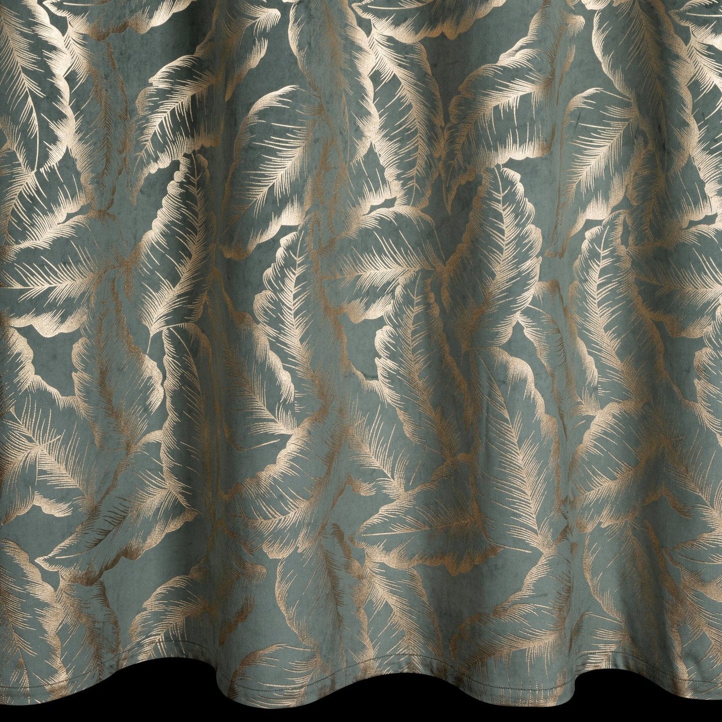MILENA-Vorhang aus Samt, verziert mit einem Blattdruck,(2er Set),140 x 250 cm, Ösen/Räder