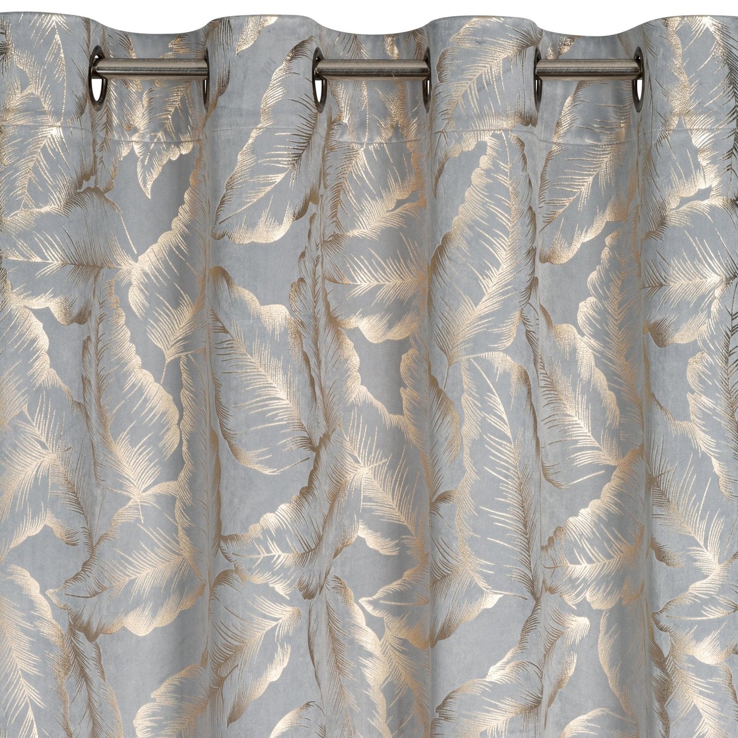 MILENA-Vorhang aus Samt, verziert mit einem Blattdruck,(2er Set),140 x 250 cm, Ösen/Räder