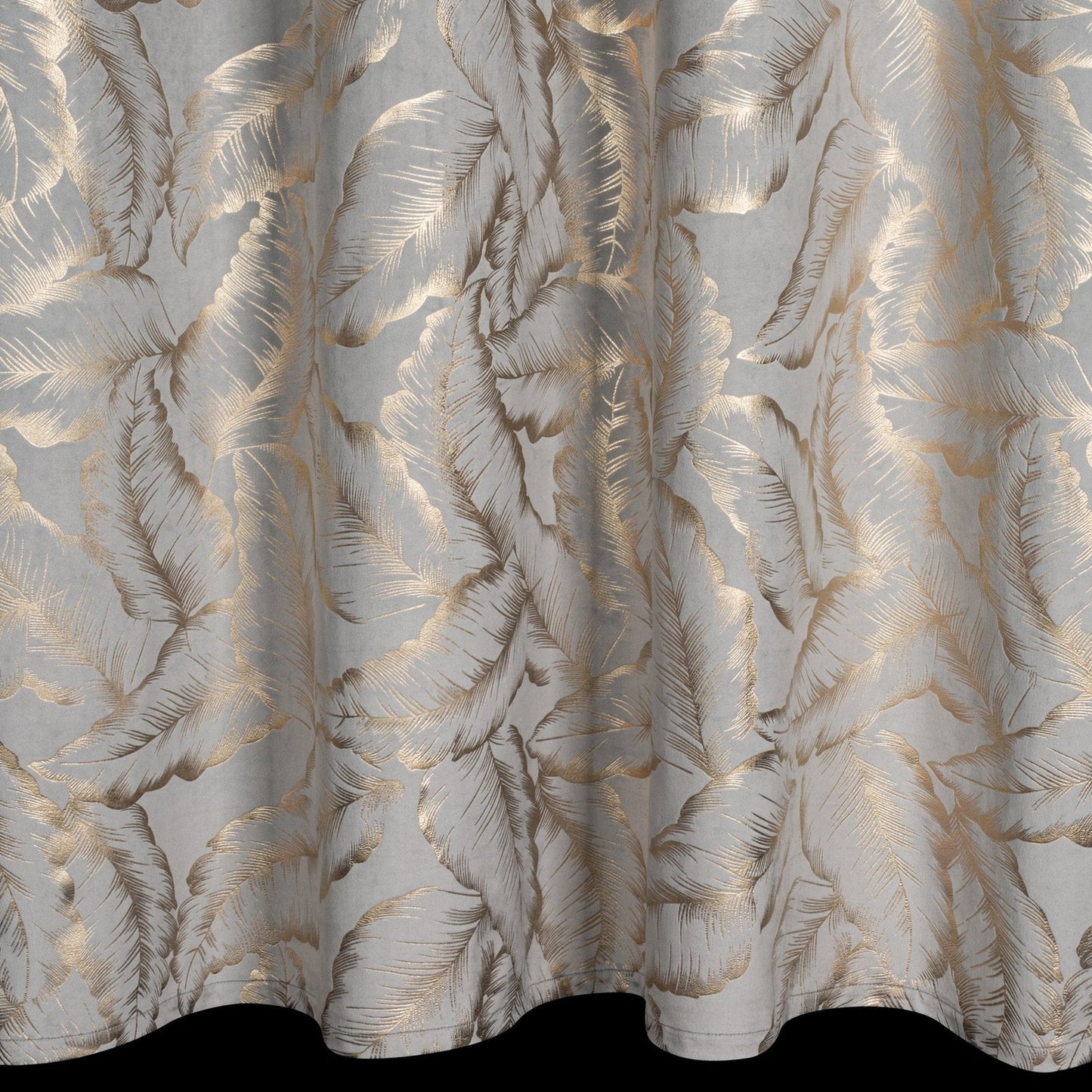 MILENA-Vorhang aus Samt, verziert mit einem Blattdruck,(2er Set),140 x 250 cm, Ösen/Räder
