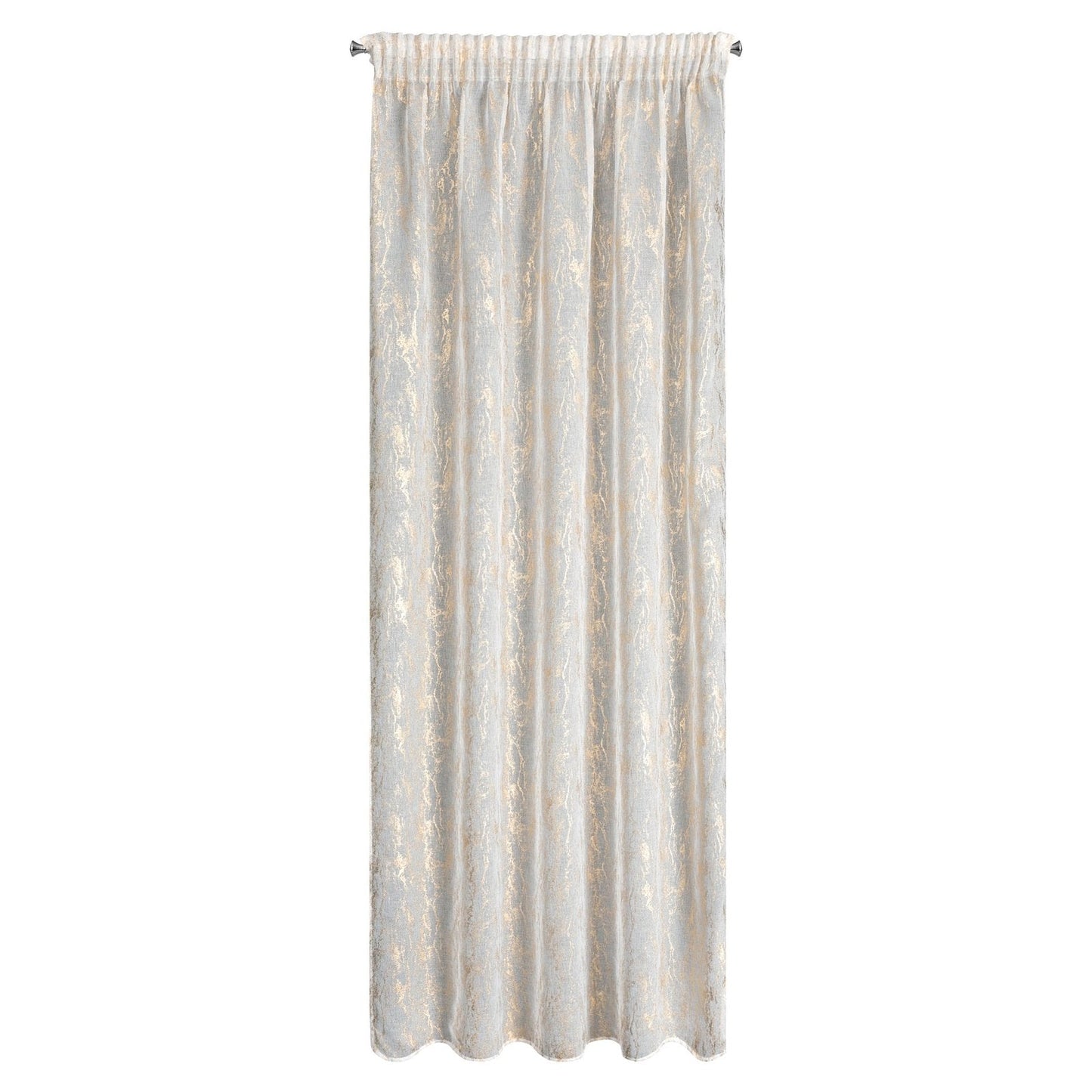Vorhang MIA-Fensterdekoration aus Etamin, verziert mit einem Marmordruck 2er Set,140 x 270 cm, Band/Tunnel/Frösche,Etamin,Weiß/Champagner