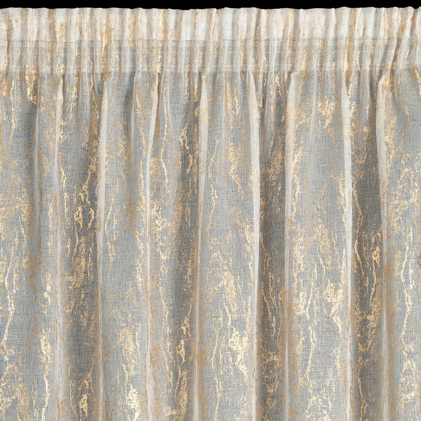 Vorhang MIA-Fensterdekoration aus Etamin, verziert mit einem Marmordruck 2er Set,140 x 270 cm, Band/Tunnel/Frösche,Etamin,Weiß/Champagner