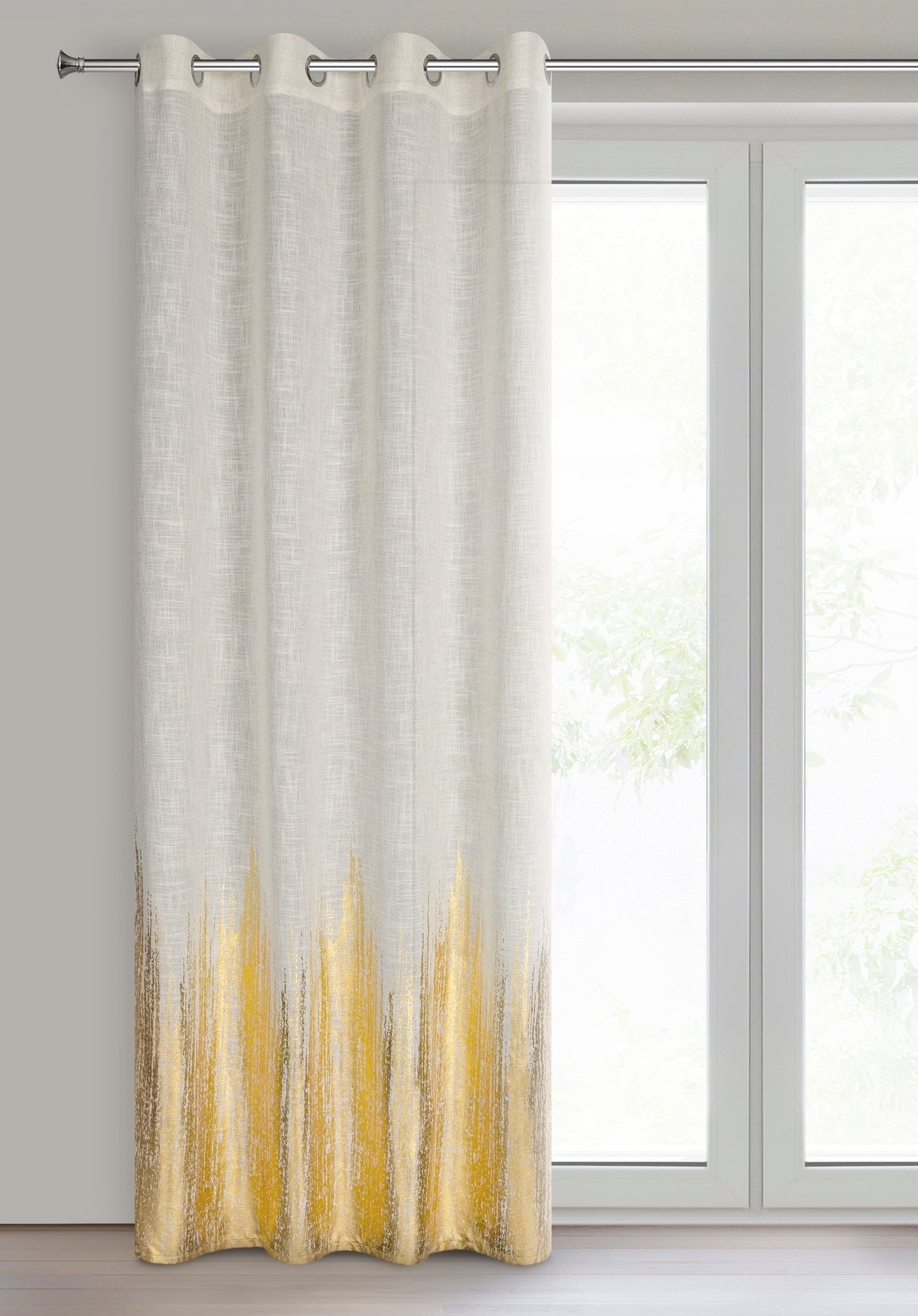 Fertiger IMANI-Vorhang mit Zusatz von Leinen im Öko-Stil,(2er Set),135 x 250 cm, Ösen/Räder