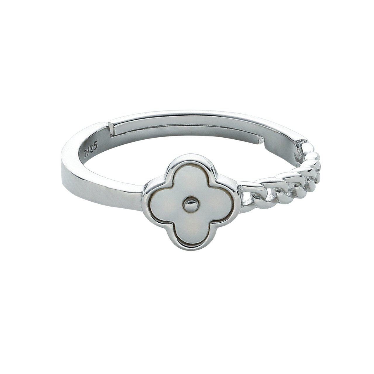 BB 925 Sterling Silber Ring mit Kleeblatt-Verzierung