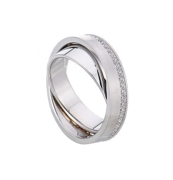 BB Edelstahl-Ring mit Zirkon-Besatz