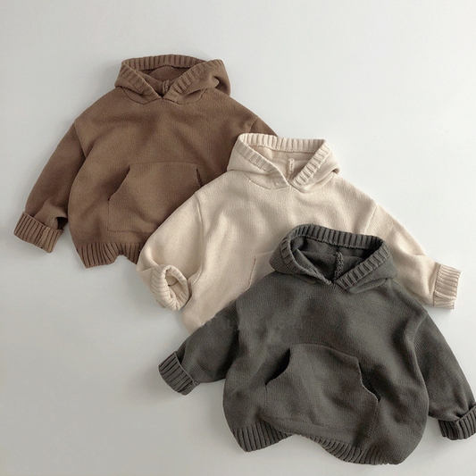 BB Strickpullover mit Kapuze und Kängurutasche