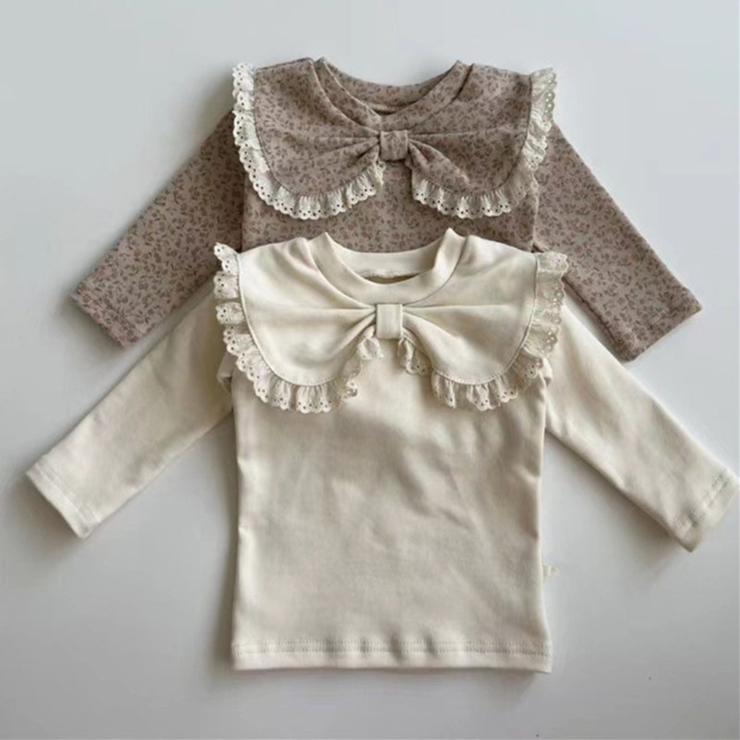 BB Baby-Oberteile mit Schleife - Beige und Braun Floral