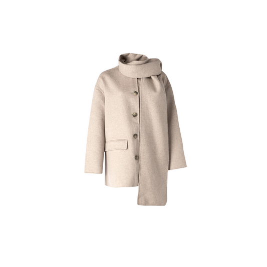 BB Beige Wolljacke mit Schal