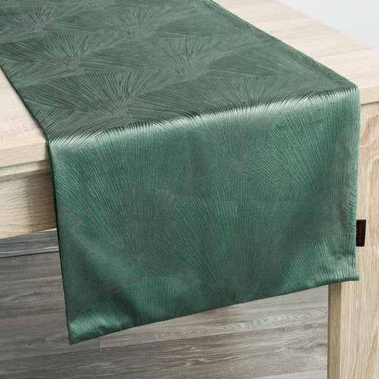 PIERRE CARDIN GOJA Tischläufer aus Samt mit glänzendem Aufdruck in Form von Ginkgoblättern