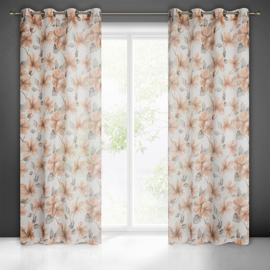 Gardine AIDA-Vorhang aus Etamine mit einem Blumen- oder Blättermotiven Ösen (2 St), halbtransparent, Etamine