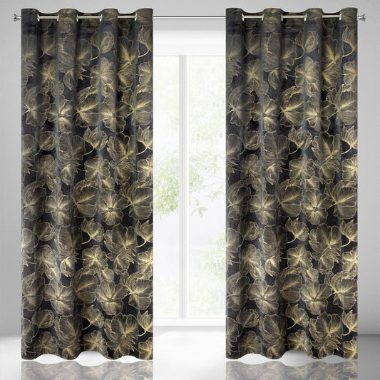 STELLA-Vorhang aus weichem Samt mit silbernem Blumenmotiv,(2ER Set),140 x 250 cm, Ösen/Räder