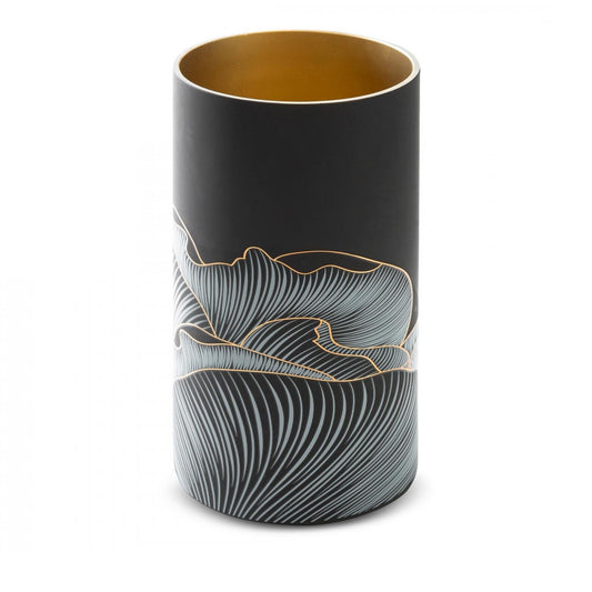 PEONIA-Vase aus Kunstglas mit Pfingstrosenblütenmotiv