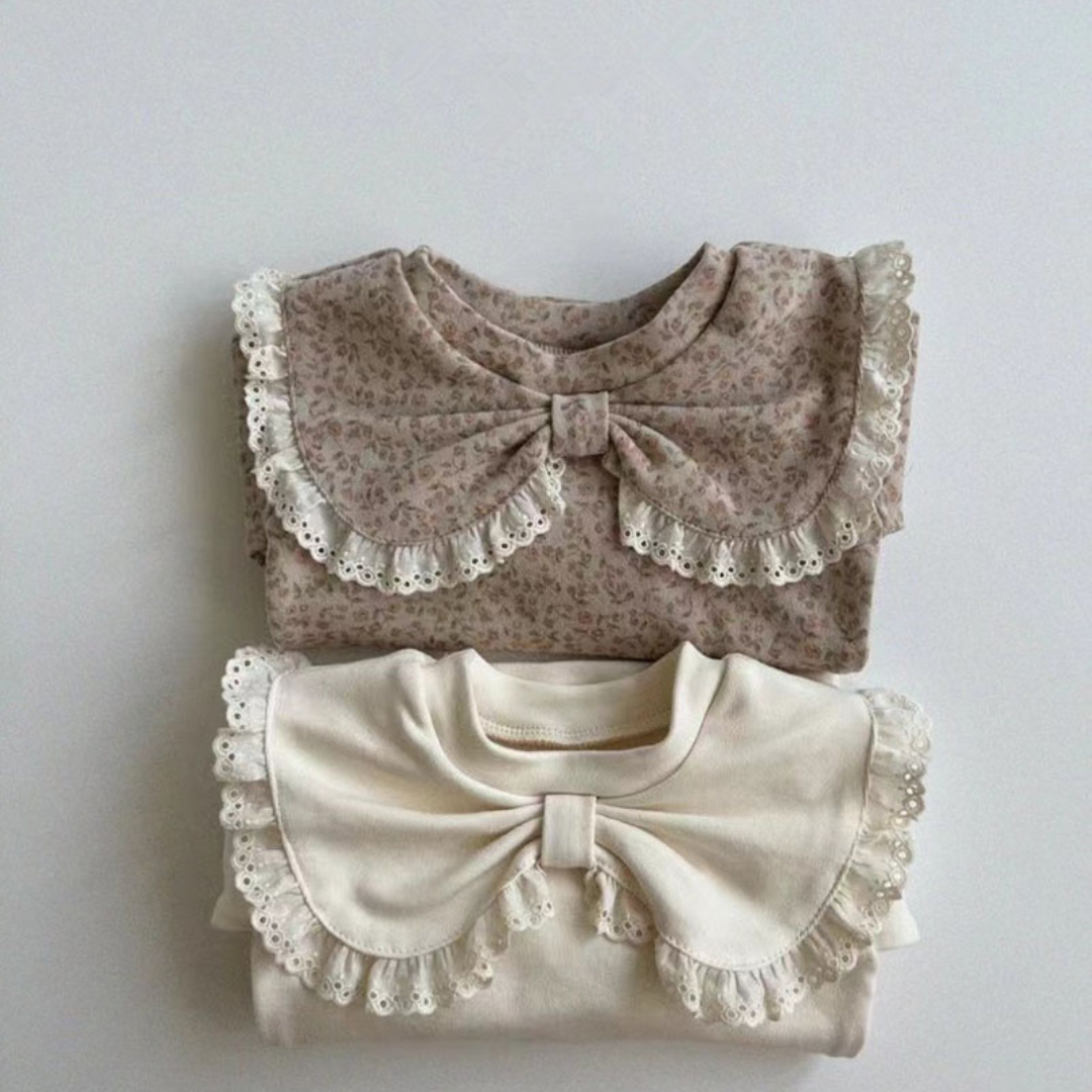 BB Baby-Oberteile mit Schleife - Beige und Braun Floral