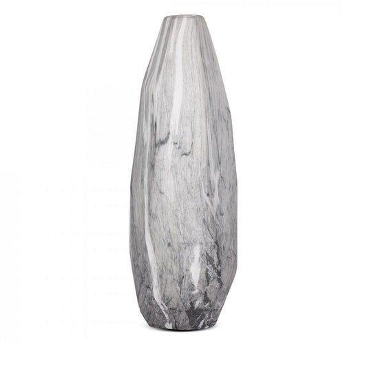 Vase mit Marmorstruktur aus natürlichem Dolomit, Größe: 14 x 13 x 40 cm, Farbe: Stahl/Grau