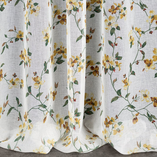 Gardine AIDA-Vorhang aus Etamine mit einem Blumen- oder Blättermotiven Multifunktionsband (2 St), halbtransparent, Etamine