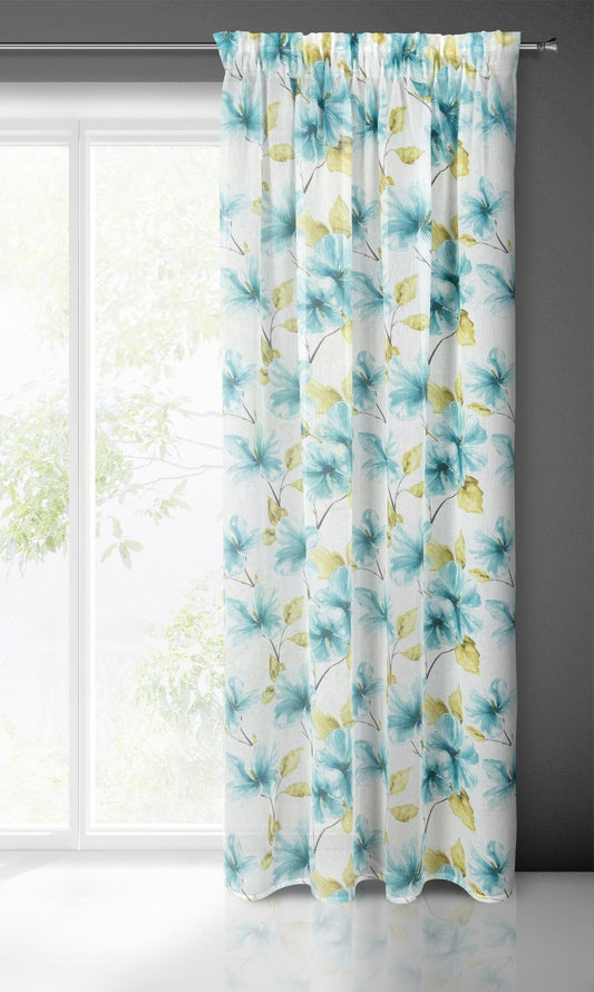 Gardine AIDA-Vorhang aus Etamine mit einem Blumen- oder Blättermotiven Multifunktionsband (2 St), halbtransparent, Etamine