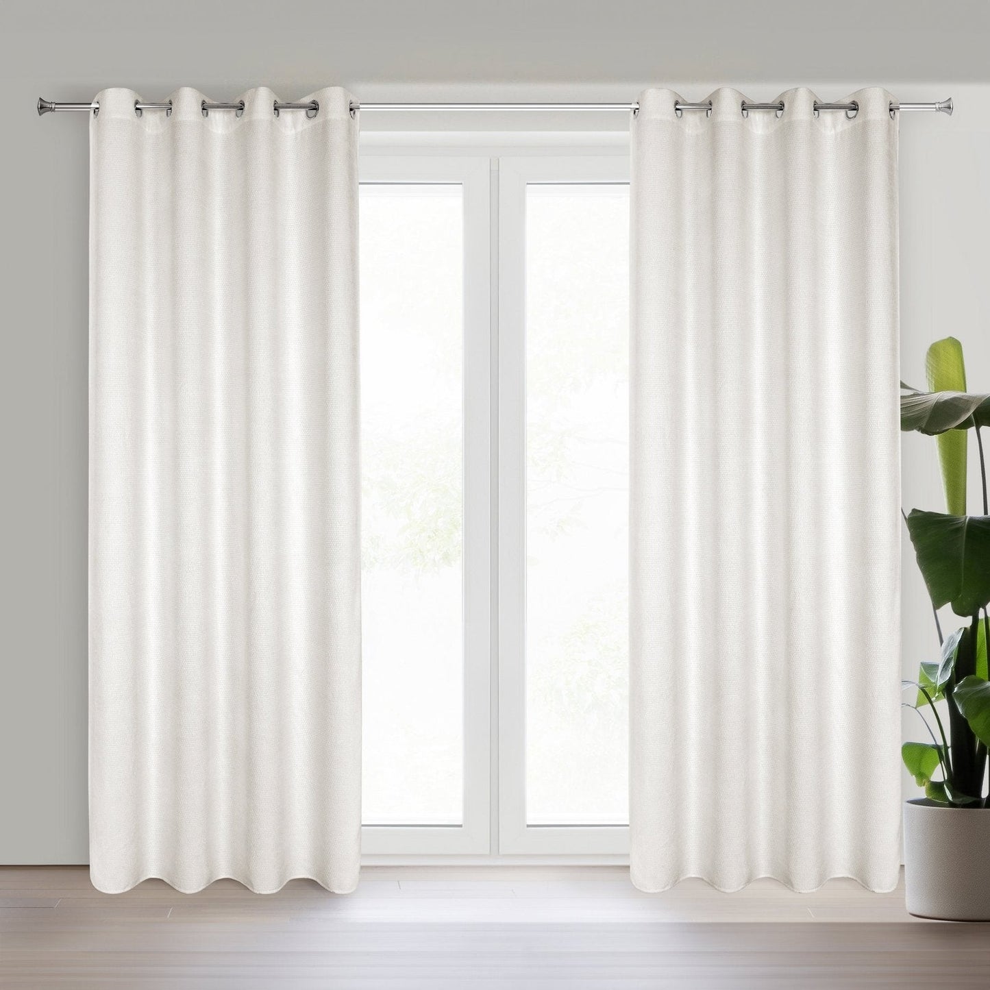 Einfarbiger ALETA-Vorhang aus Chenille,(2er set), 135x250 cm, Ösen/Kreise
