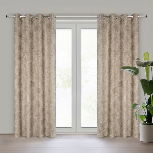 Einfarbiger ALETA-Vorhang aus Chenille,(2er Set), 135 x 250 cm , Ösen/Kreise