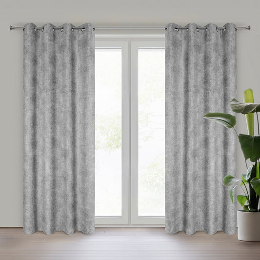 Einfarbiger ALETA-Vorhang aus Chenille, (2er Set), 135x250 cm, Ösen/Kreise