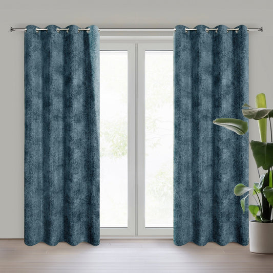 Einfarbiger ALETA-Vorhang aus Chenille,(2er Set),135x250 cm, Ösen/Kreise
