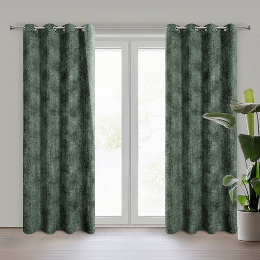 Einfarbiger ALETA-Vorhang aus Chenille,(2er Set),135x250 cm,Ösen/Kreise