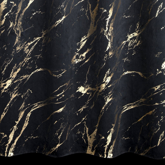 Gardine MOLLY-Vorhang aus Samt mit glänzenden GOLD-Ösen aus Marmor(2er Set), 140x250 cm, schwarz/gold