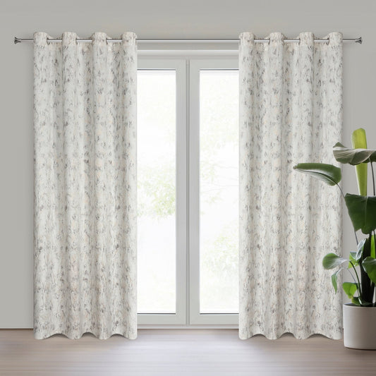 Fertigvorhang KORNELIA aus Samt, verziert mit einem glänzenden Aufdruck,(2er Set),40 x 250 cm, Ösen/Räder