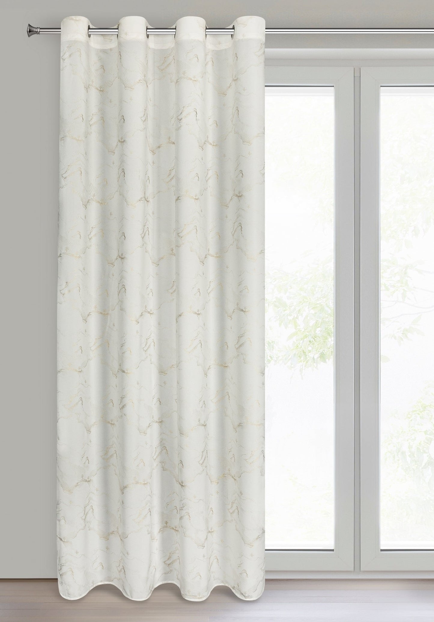 EMILI-Fertigvorhang aus Chiffon, verziert mit einem Marmordruck,(2er Set),140 x 250 cm große Ösen/Kreise