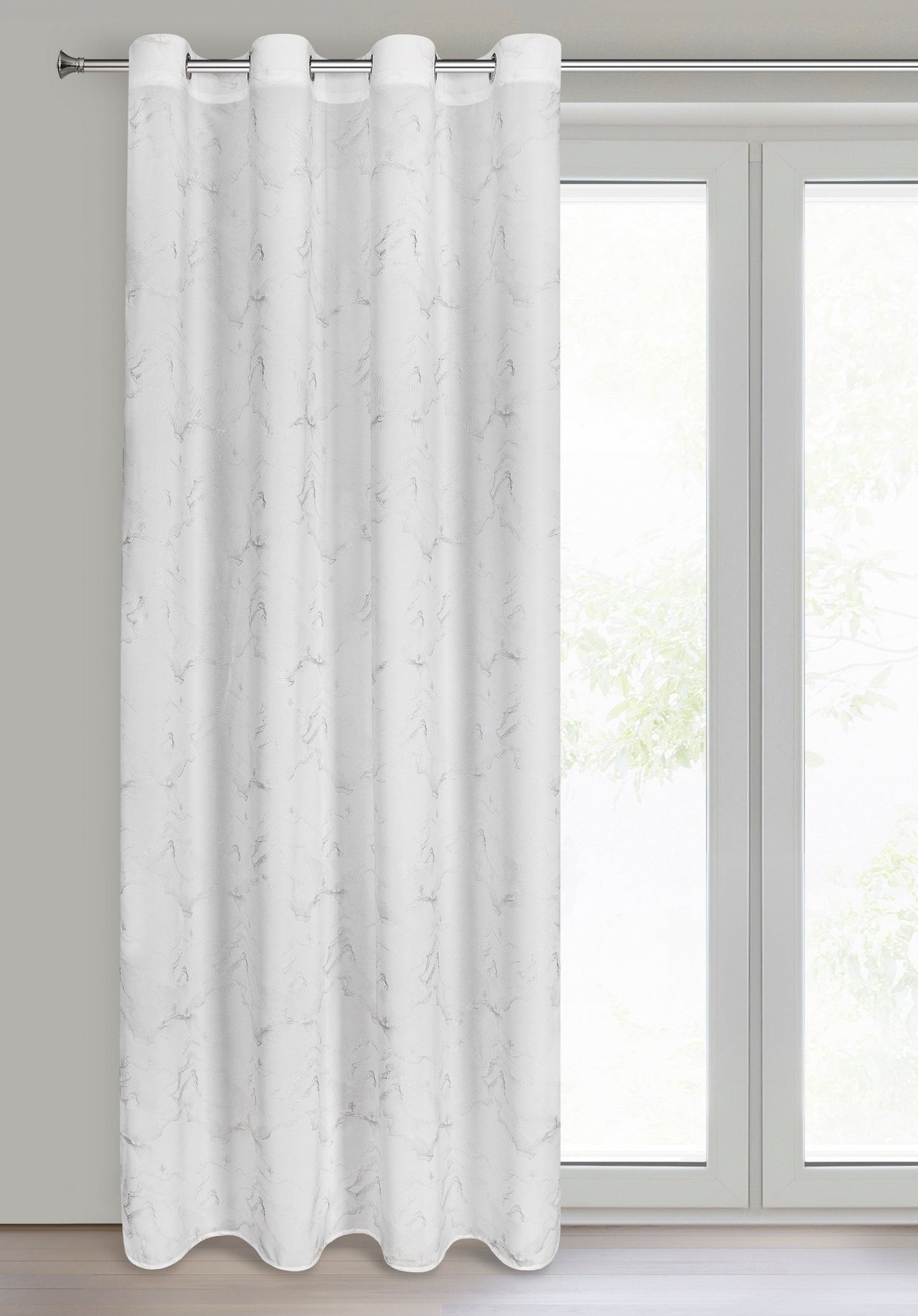EMILI-Fertigvorhang aus Chiffon, verziert mit einem Marmordruck,(2er Set),140 x 250 cm große Ösen/Kreise