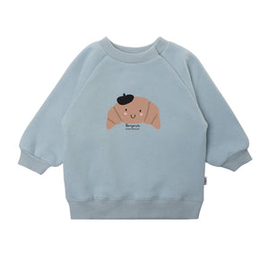 BB Hellblaues Sweatshirt mit Croissant-Aufdruck